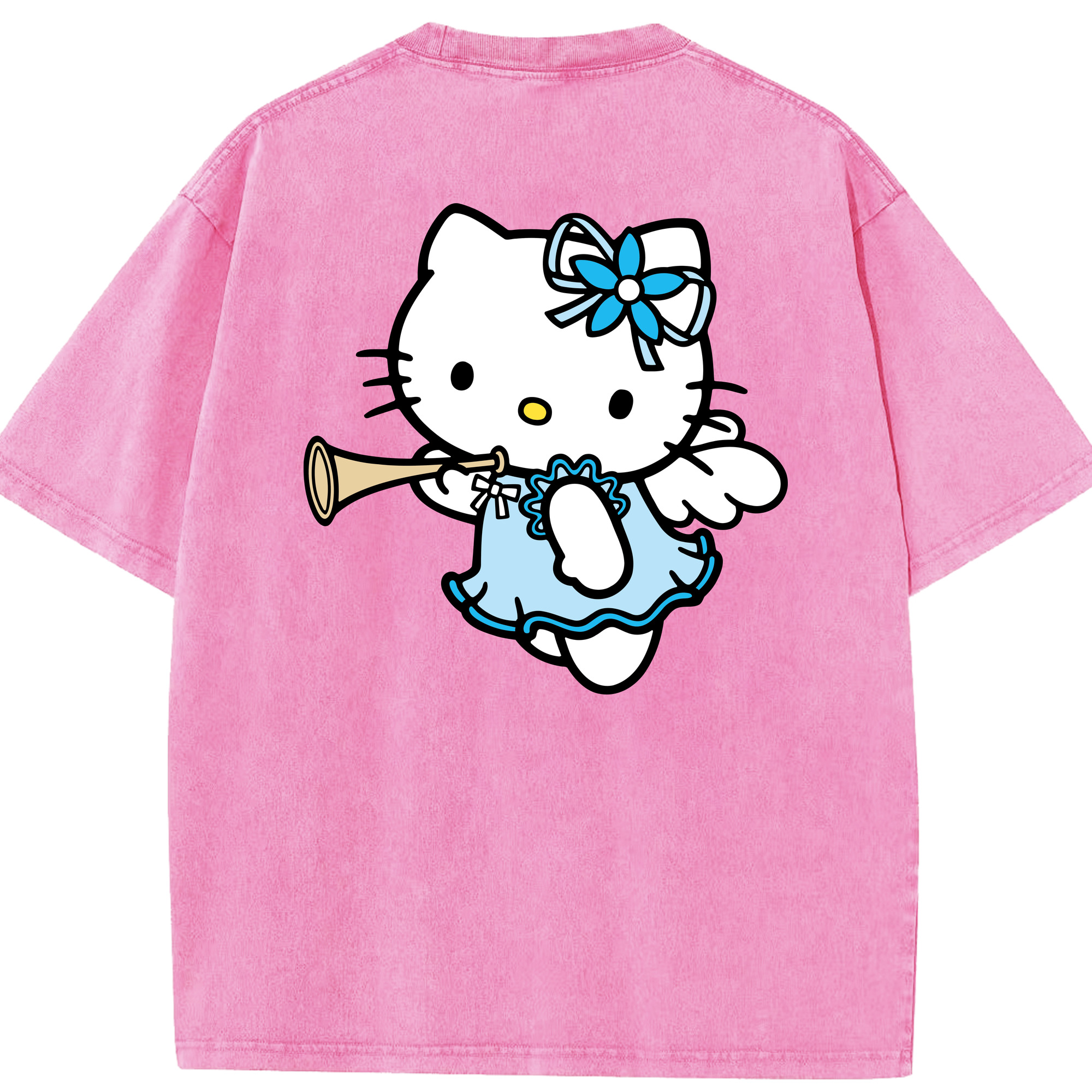 （画像用） Hello Kitty ハローキティ 綿100% ヴィンテージ風 半袖Tシャツ（背面プリント）